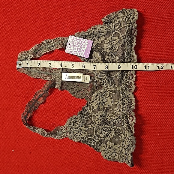 ANEMONE gray floral graphic lace  stretch t back bra S/M M/L NWT - Picture 2 of 8